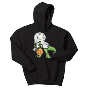 Funny T-Rex Ghost Pumpkin Candy  Kids Hoodie