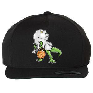 Funny T-Rex Ghost Pumpkin Candy  Wool Snapback Cap