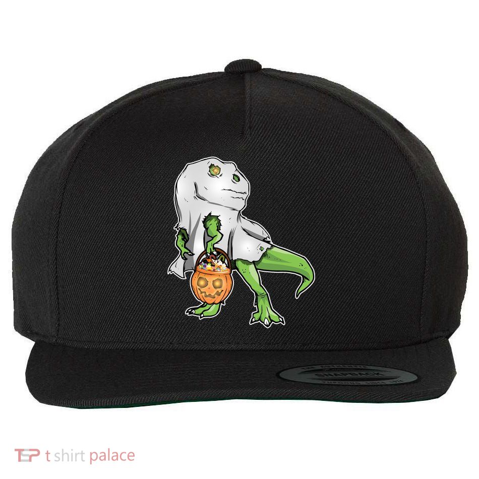 Funny T-Rex Ghost Pumpkin Candy  Wool Snapback Cap