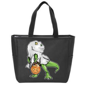 Funny T-Rex Ghost Pumpkin Candy  Zip Tote Bag