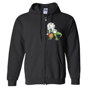 Funny T-Rex Ghost Pumpkin Candy  Full Zip Hoodie