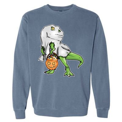 Funny T-Rex Ghost Pumpkin Candy  Garment-Dyed Sweatshirt