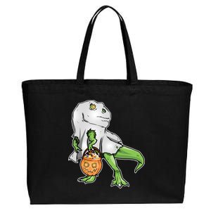 Funny T-Rex Ghost Pumpkin Candy  Cotton Canvas Jumbo Tote