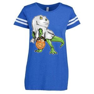 Funny T-Rex Ghost Pumpkin Candy  Enza Ladies Jersey Football T-Shirt