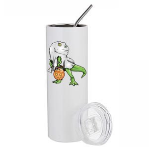 Funny T-Rex Ghost Pumpkin Candy  Stainless Steel Tumbler