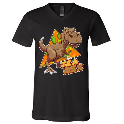 Funny Tea Rex Dinosaur Tea Lover V-Neck T-Shirt