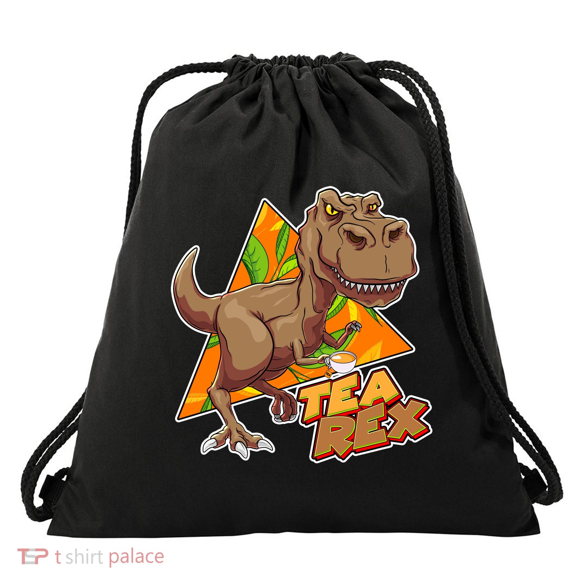 Funny Tea Rex Dinosaur Tea Lover Drawstring Bag