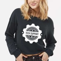 Funny Tech Support  Cropped Pullover Crew
