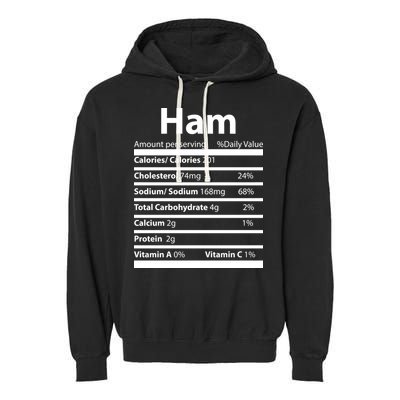 Funny Thanksgiving Christmas Ham Food Nutrition Facts Garment-Dyed Fleece Hoodie
