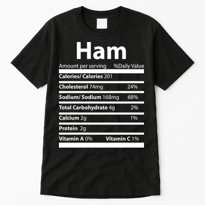 Funny Thanksgiving Christmas Ham Food Nutrition Facts Tall T-Shirt