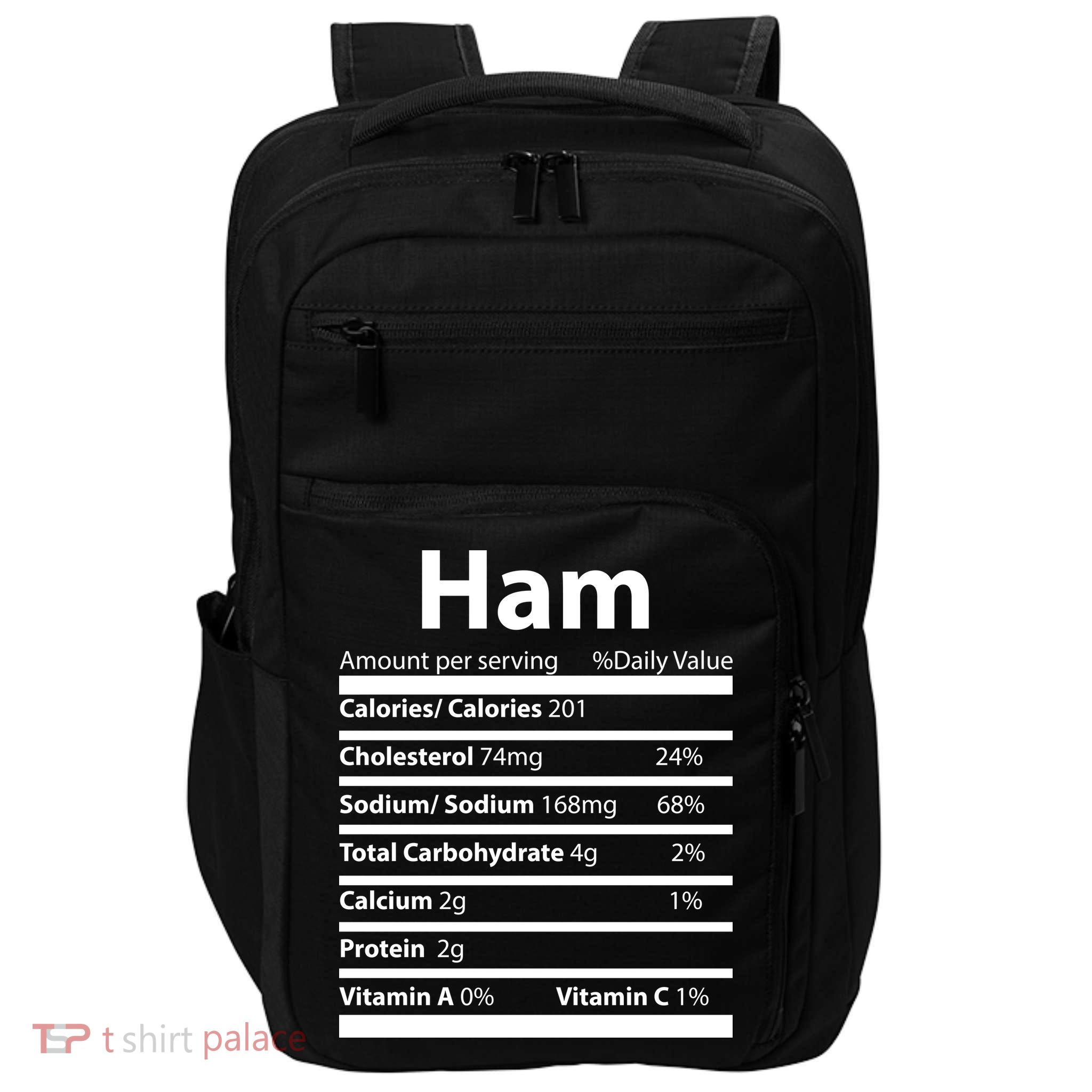Funny Thanksgiving Christmas Ham Food Nutrition Facts Impact Tech Backpack