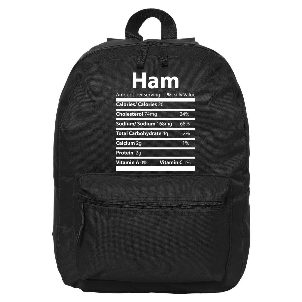 Funny Thanksgiving Christmas Ham Food Nutrition Facts 16 in Basic Backpack