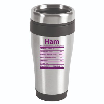 Funny Thanksgiving Christmas Ham Food Nutrition Facts 16oz Travel Tumbler