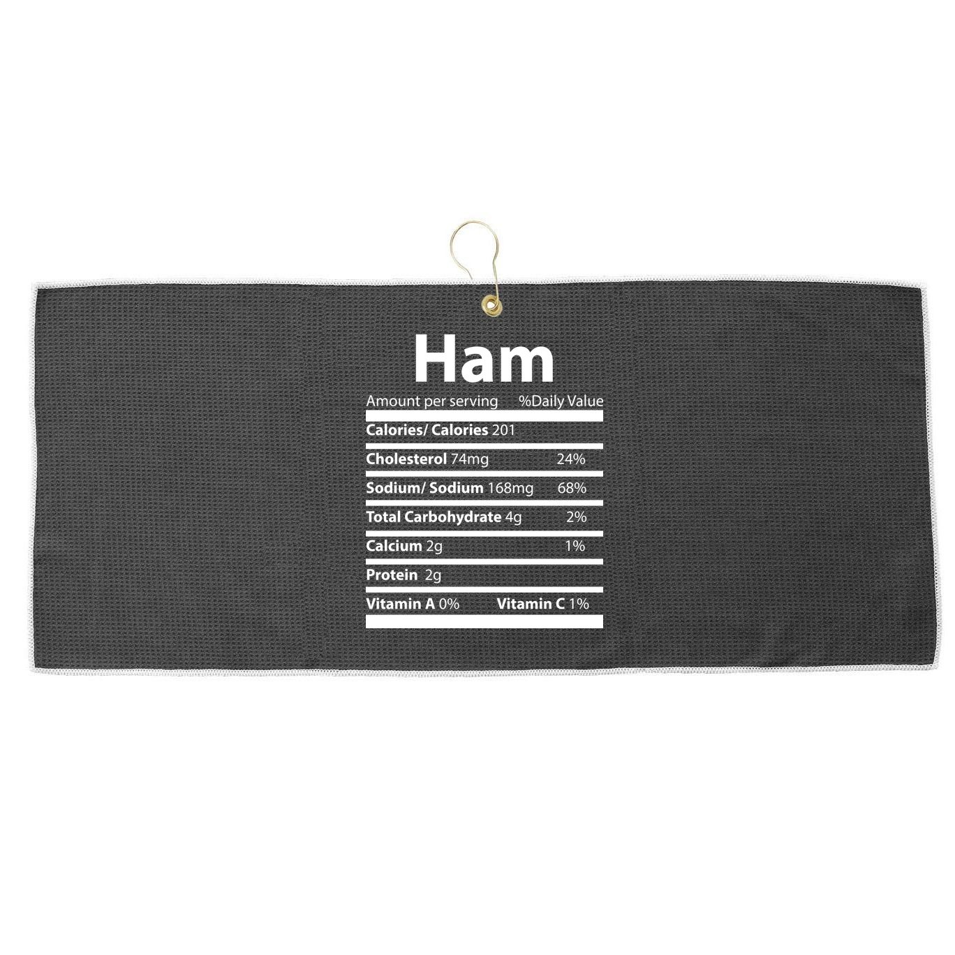 Funny Thanksgiving Christmas Ham Food Nutrition Facts Large Microfiber Waffle Golf Towel