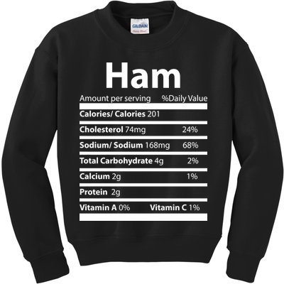 Funny Thanksgiving Christmas Ham Food Nutrition Facts Kids Sweatshirt
