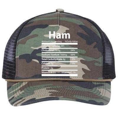 Funny Thanksgiving Christmas Ham Food Nutrition Facts Retro Rope Trucker Hat Cap