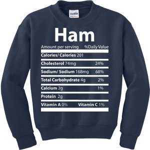 Funny Thanksgiving Christmas Ham Food Nutrition Facts Kids Sweatshirt