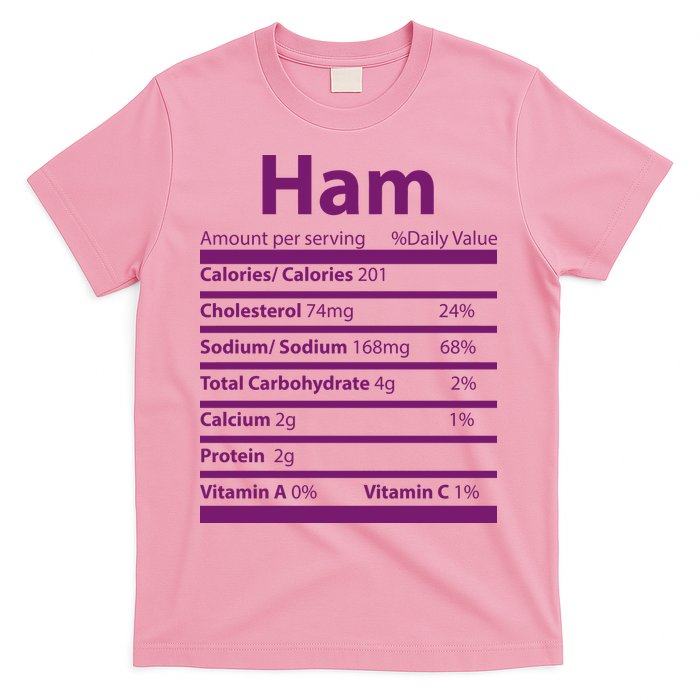 Funny Thanksgiving Christmas Ham Food Nutrition Facts T-Shirt