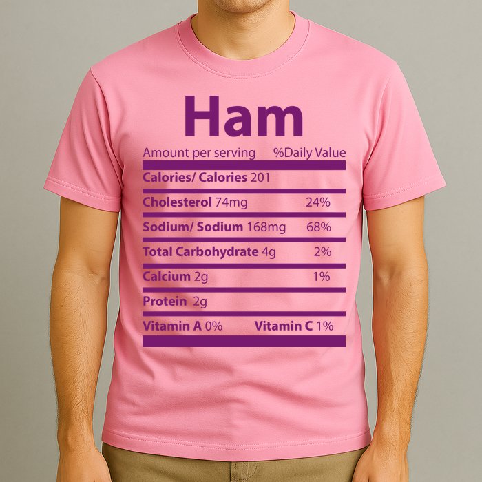 Funny Thanksgiving Christmas Ham Food Nutrition Facts T-Shirt
