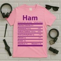 Funny Thanksgiving Christmas Ham Food Nutrition Facts T-Shirt
