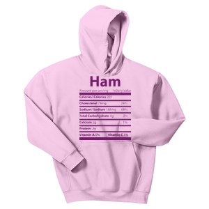 Funny Thanksgiving Christmas Ham Food Nutrition Facts Kids Hoodie