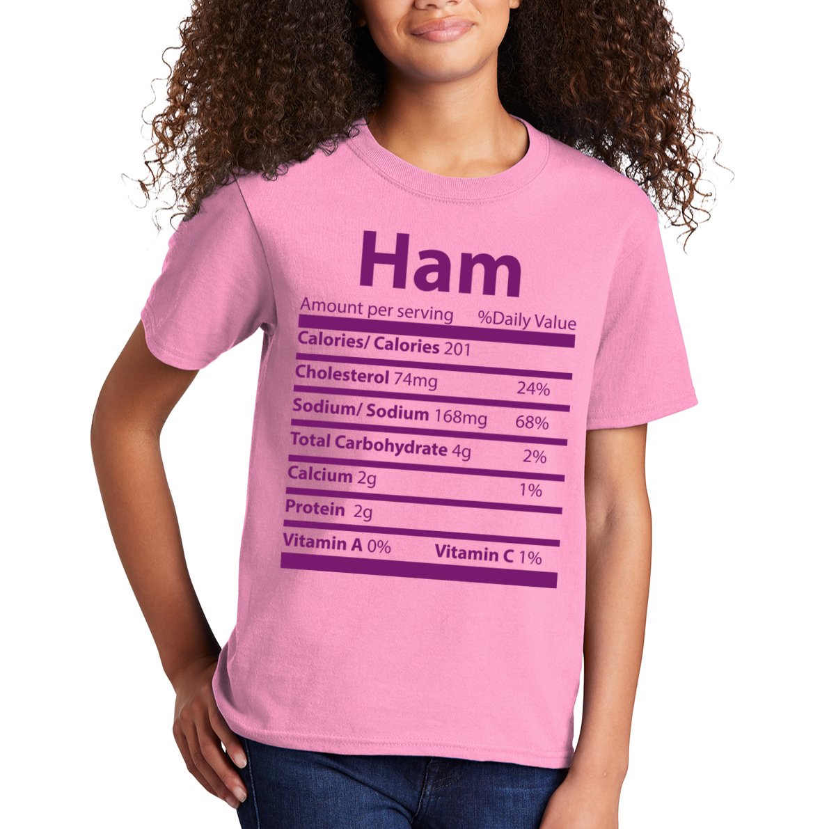 Funny Thanksgiving Christmas Ham Food Nutrition Facts Kids T-Shirt