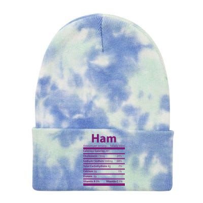 Funny Thanksgiving Christmas Ham Food Nutrition Facts Tie Dye 12in Knit Beanie