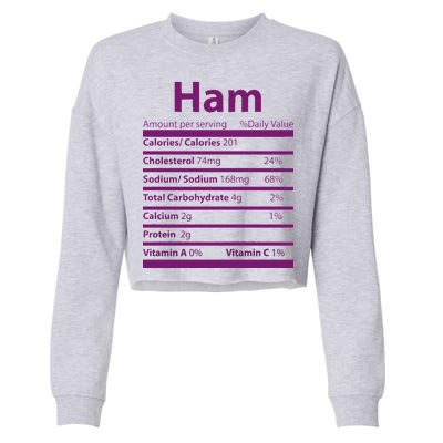 Funny Thanksgiving Christmas Ham Food Nutrition Facts Cropped Pullover Crew