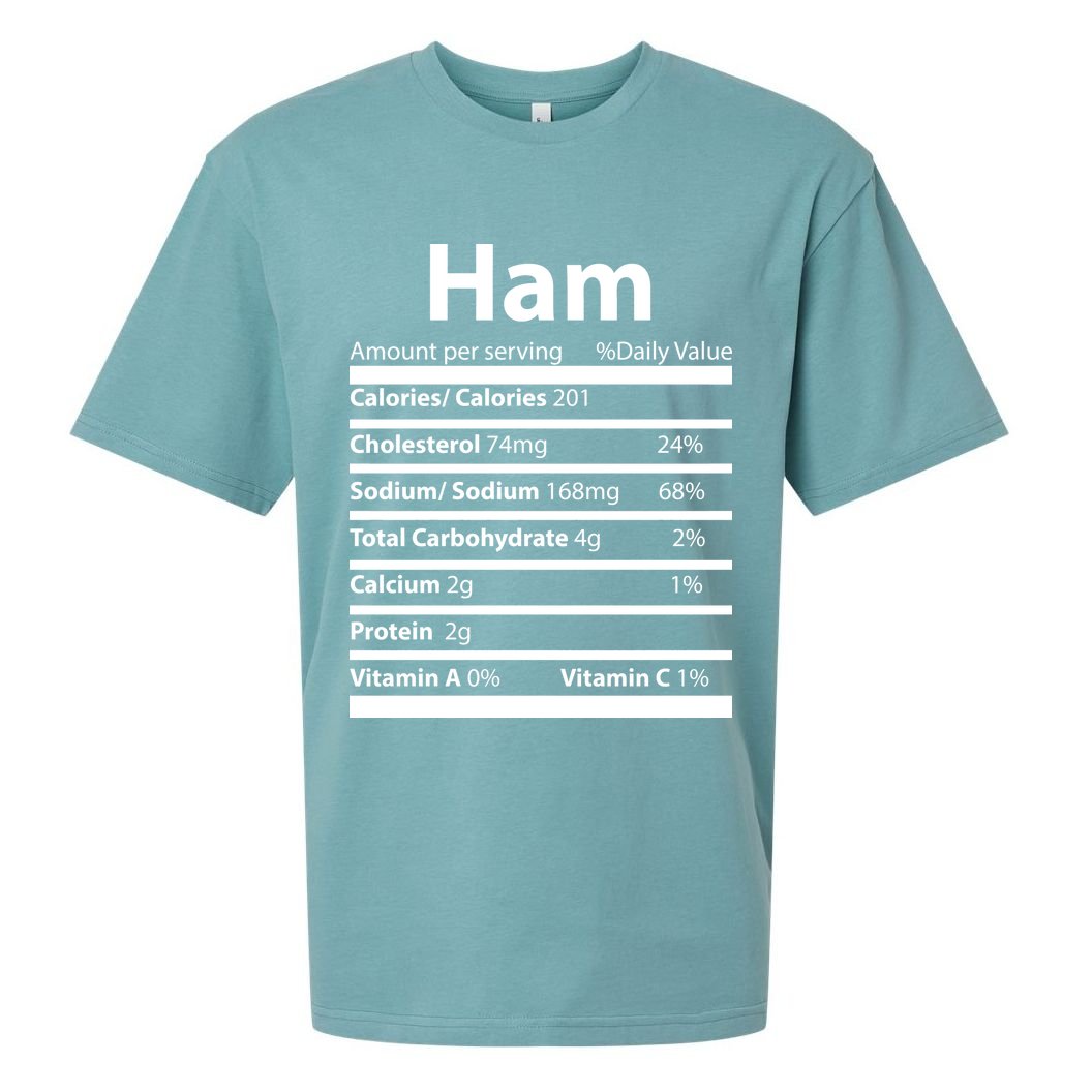 Funny Thanksgiving Christmas Ham Food Nutrition Facts Sueded Cloud Jersey T-Shirt