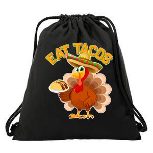 Funny Thanksgiving Eat Tacos Drawstring Bag