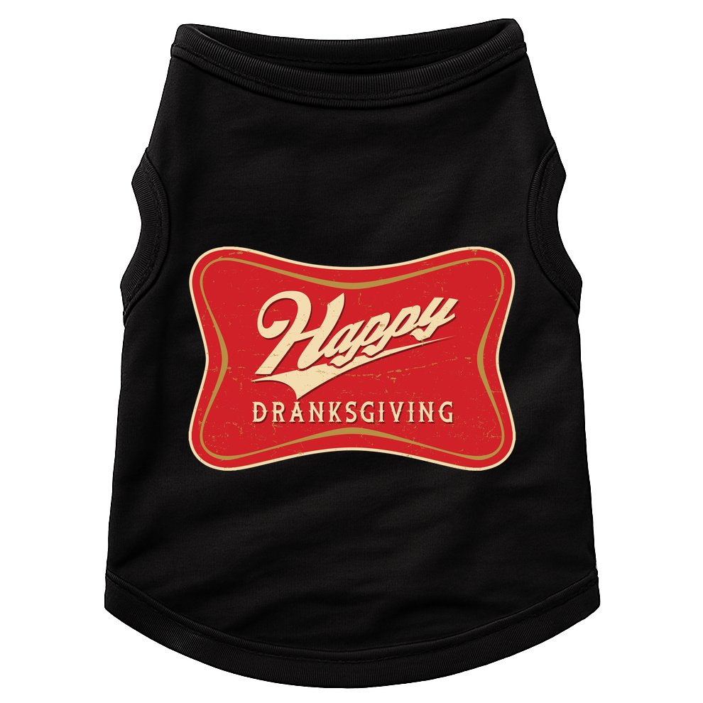 Funny Thanksgiving Happy Dranksgiving Beer Label Doggie Tank