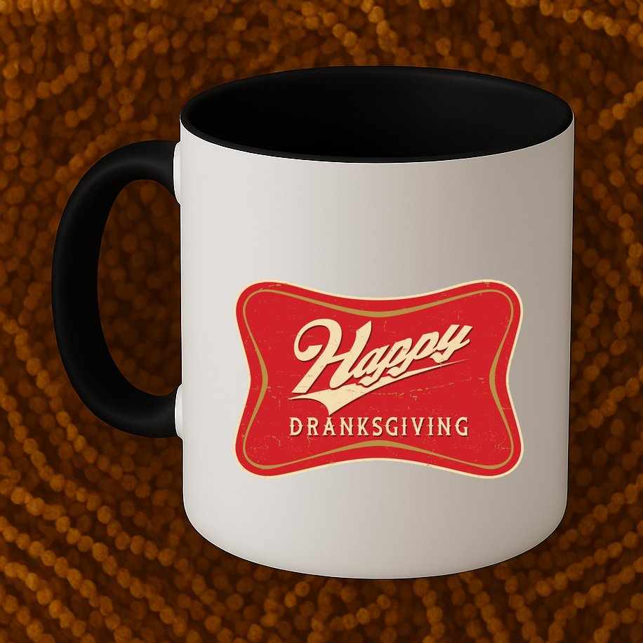 Funny Thanksgiving Happy Dranksgiving Beer Label Mug