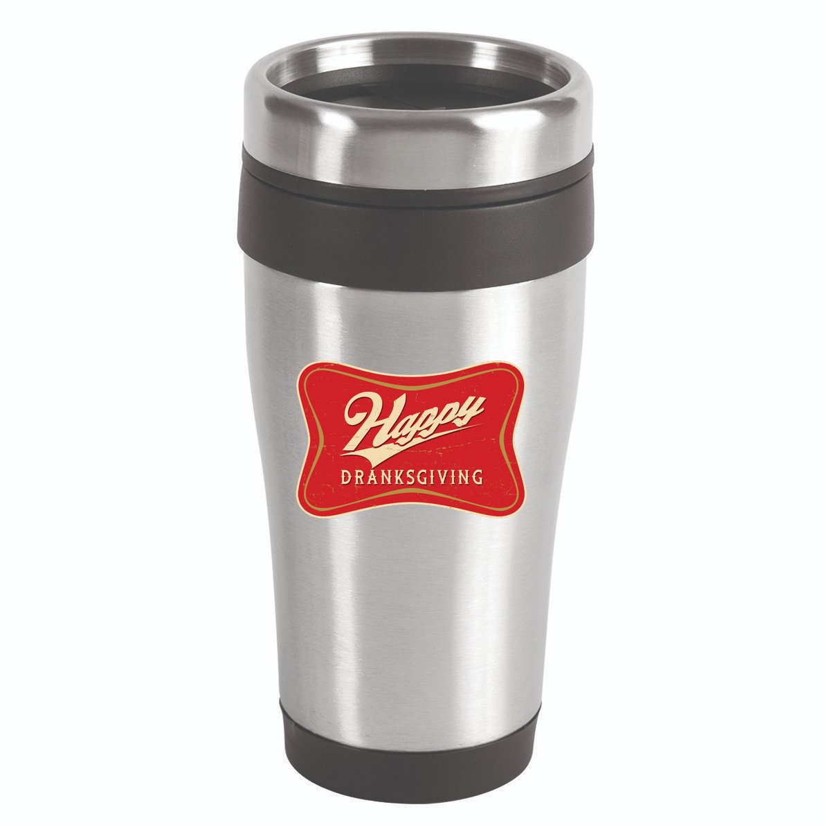 Funny Thanksgiving Happy Dranksgiving Beer Label 16oz Travel Tumbler