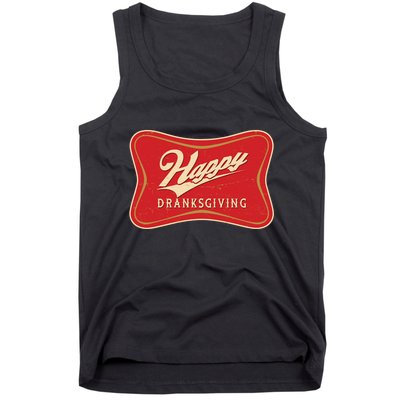 Funny Thanksgiving Happy Dranksgiving Beer Label Tank Top
