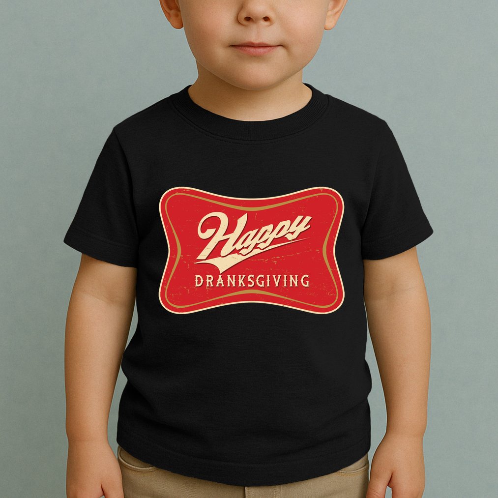 Funny Thanksgiving Happy Dranksgiving Beer Label Toddler T-Shirt