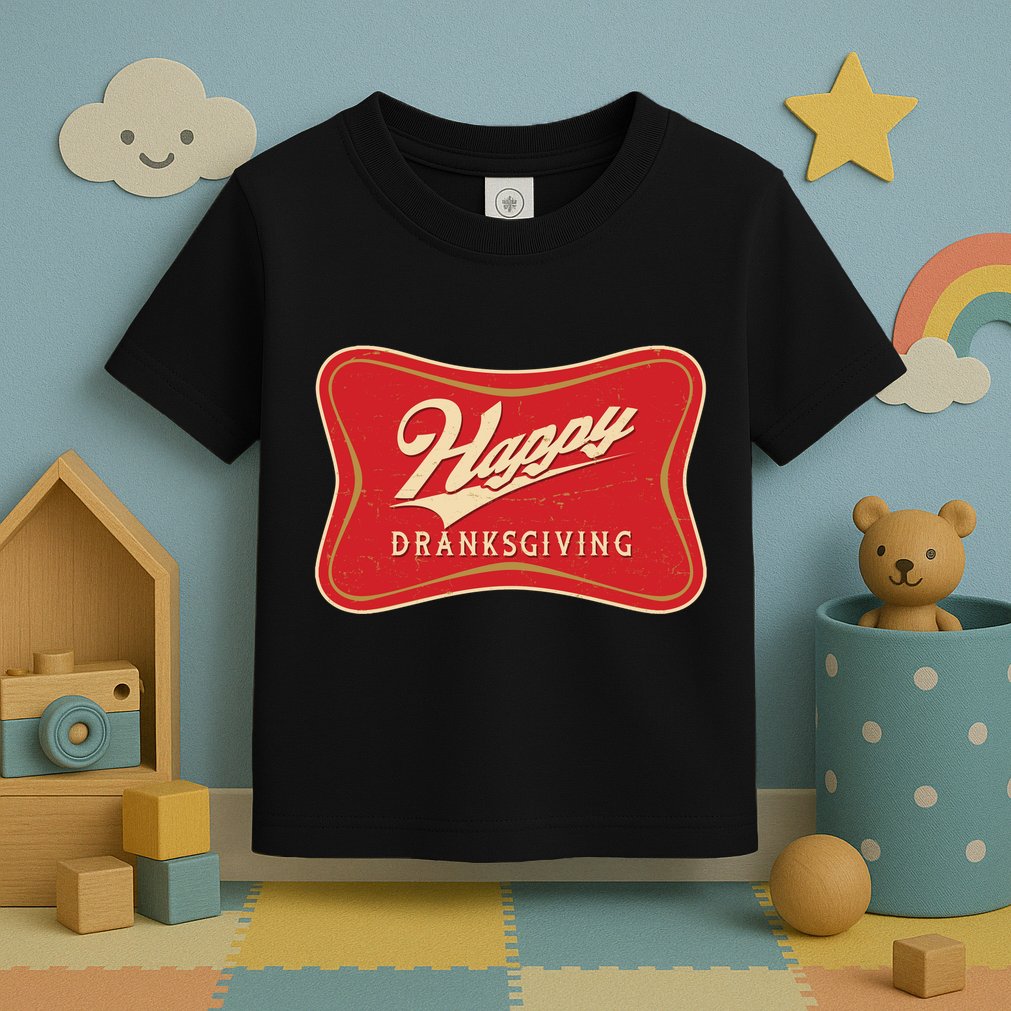 Funny Thanksgiving Happy Dranksgiving Beer Label Toddler T-Shirt