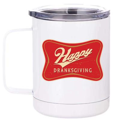 Funny Thanksgiving Happy Dranksgiving Beer Label 12 oz Stainless Steel Tumbler Cup