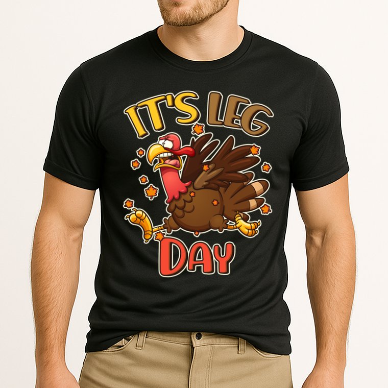 Funny Thanksgiving It's Leg Day Cooling Performance Crew T-Shirt