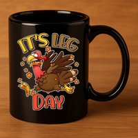 Funny Thanksgiving It's Leg Day 11oz C Handle Ceramic Mug