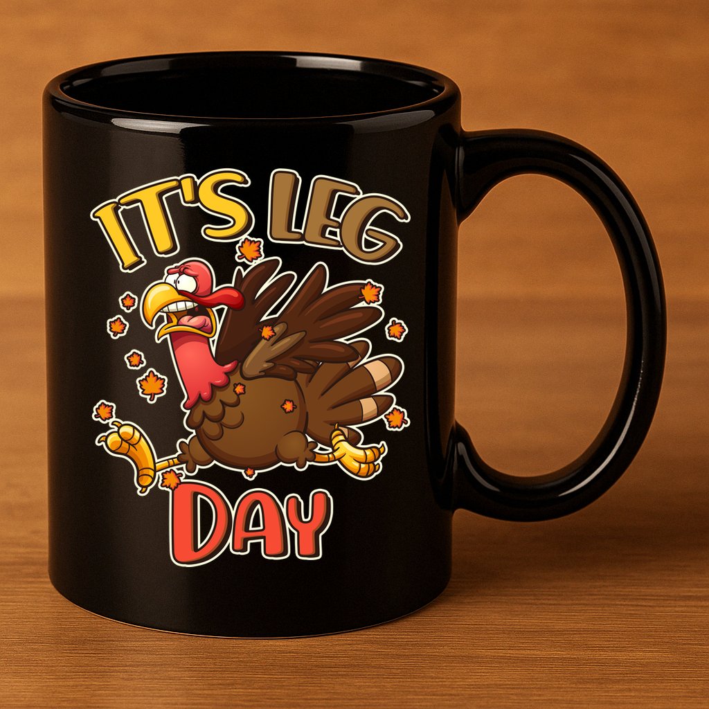 Funny Thanksgiving It's Leg Day 11oz C Handle Ceramic Mug