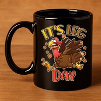 Funny Thanksgiving It's Leg Day 11oz C Handle Ceramic Mug