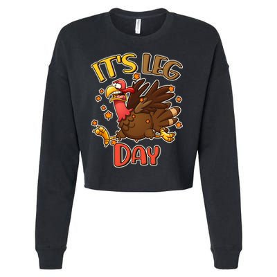 Funny Thanksgiving It's Leg Day Cropped Pullover Crew