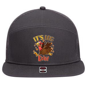 Funny Thanksgiving It's Leg Day 7 Panel Mesh Trucker Snapback Hat