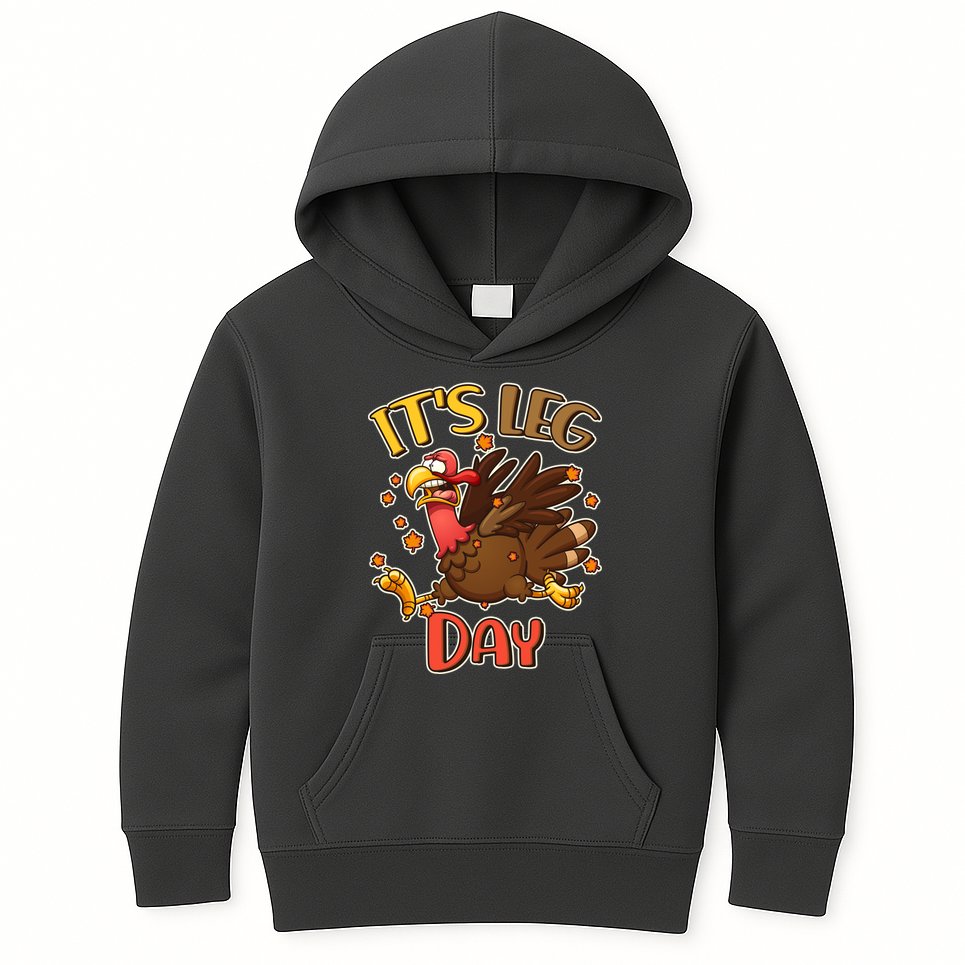 Funny Thanksgiving It's Leg Day Kids Hoodie