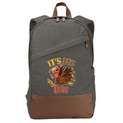 Funny Thanksgiving It's Leg Day Cotton Canvas Backpack