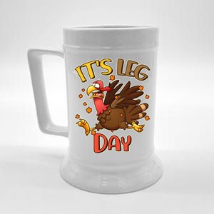 Funny Thanksgiving It's Leg Day Beer Stein