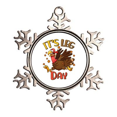 Funny Thanksgiving It's Leg Day Metallic Star Ornament