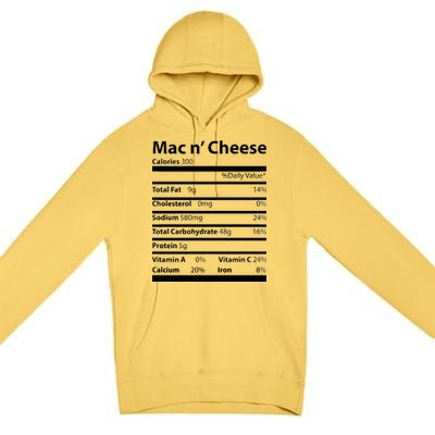 Funny Thanksgiving Mac N Cheese Nutrients Facts Premium Pullover Hoodie