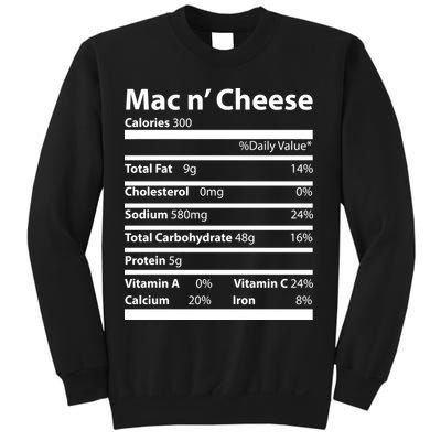 Funny Thanksgiving Mac N Cheese Nutrients Facts Sweatshirt