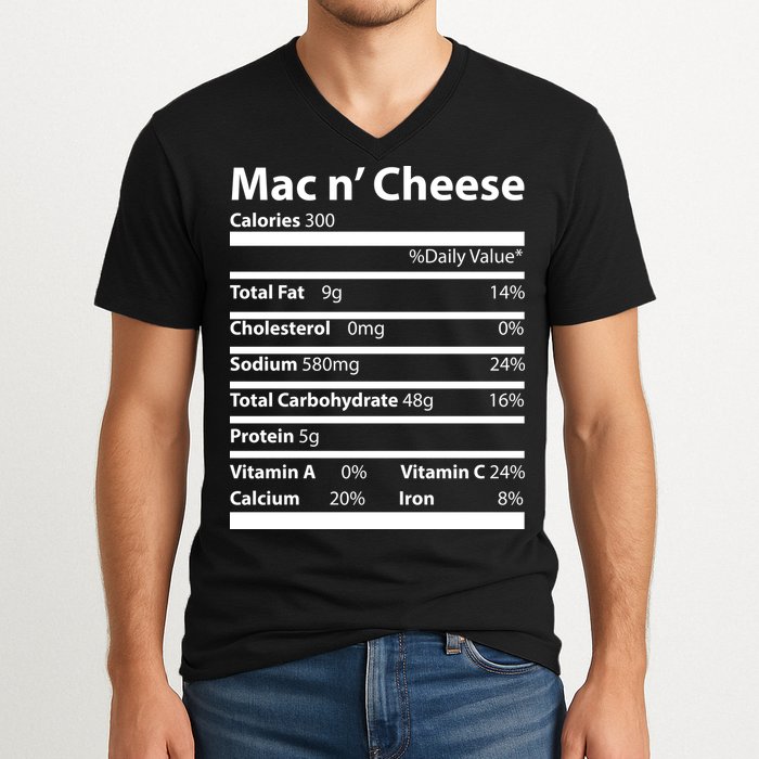 Funny Thanksgiving Mac N Cheese Nutrients Facts V-Neck T-Shirt